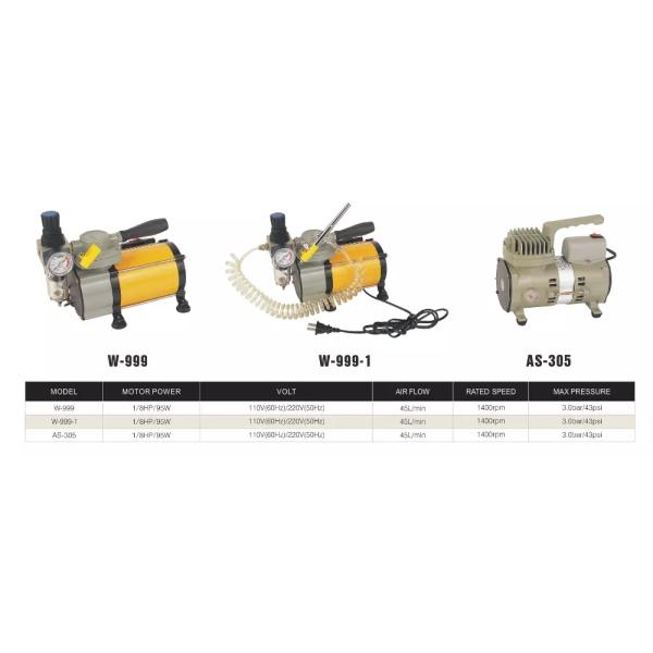 W-999 1/8 HP 95 W POWER 110V Portable AirBrush Mini Compressor For Car Inflation Spray Gun