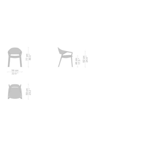  133 Ico Fiberglass Arm Chair With Solid Ash Wood Structure