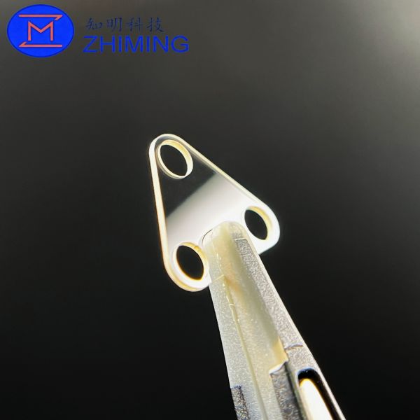 Custom Sapphire Triangular Component with High-Precision Through-Hole