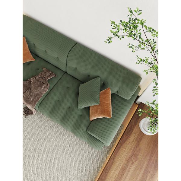 Knitted Modern Fabric Sofa Set Ergonomic Cloth Green 3 Seater Fabric Sofa