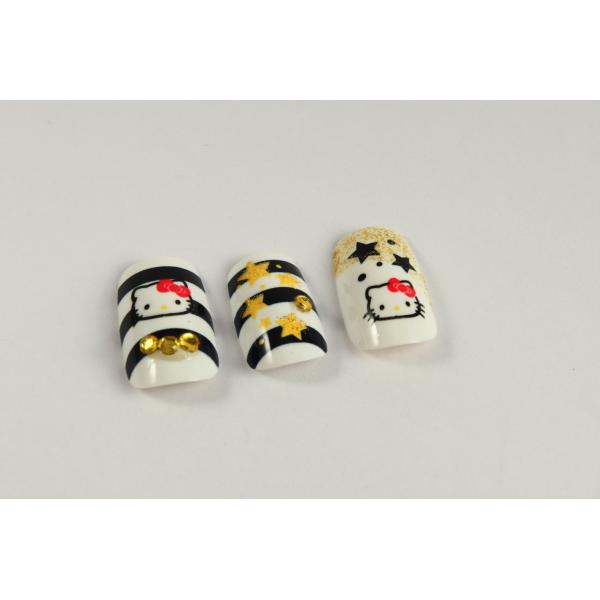 ABS Adult Fingers Fake Nails beautiful with Red Hello Kitty pattern