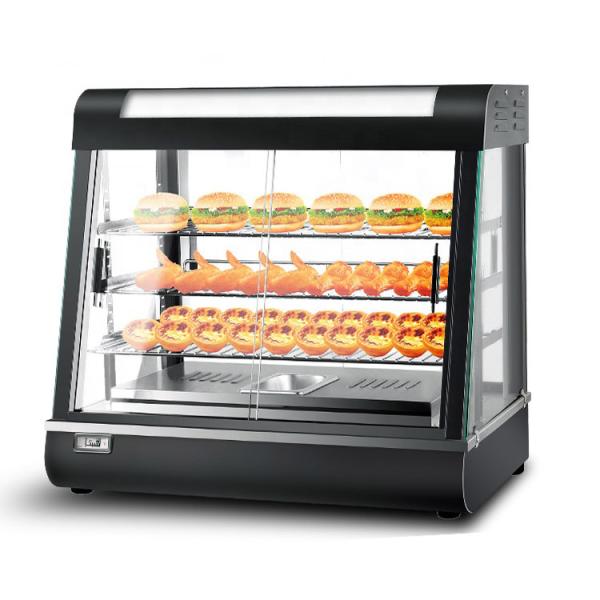 Commercial Kitchen Hot Food Display Merchandiser with Sliding Doors and 28KG Capacity
