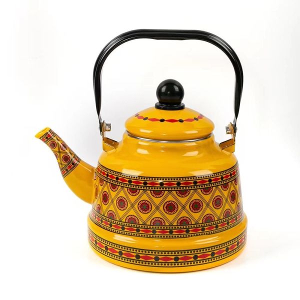 Eco-Friendly Classical Tea Kettle Teapot Saudi Style Metal Steel with Protective Enamel Coating Sizes 1.1L 1.7L 2.5L 3.3L