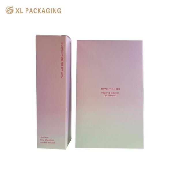 XL Packaging Printed Cosmetic Foldable Card Box Pink Gradient Color Card Paper Box For Skin Care Essential Oil Holding Cardboard Box