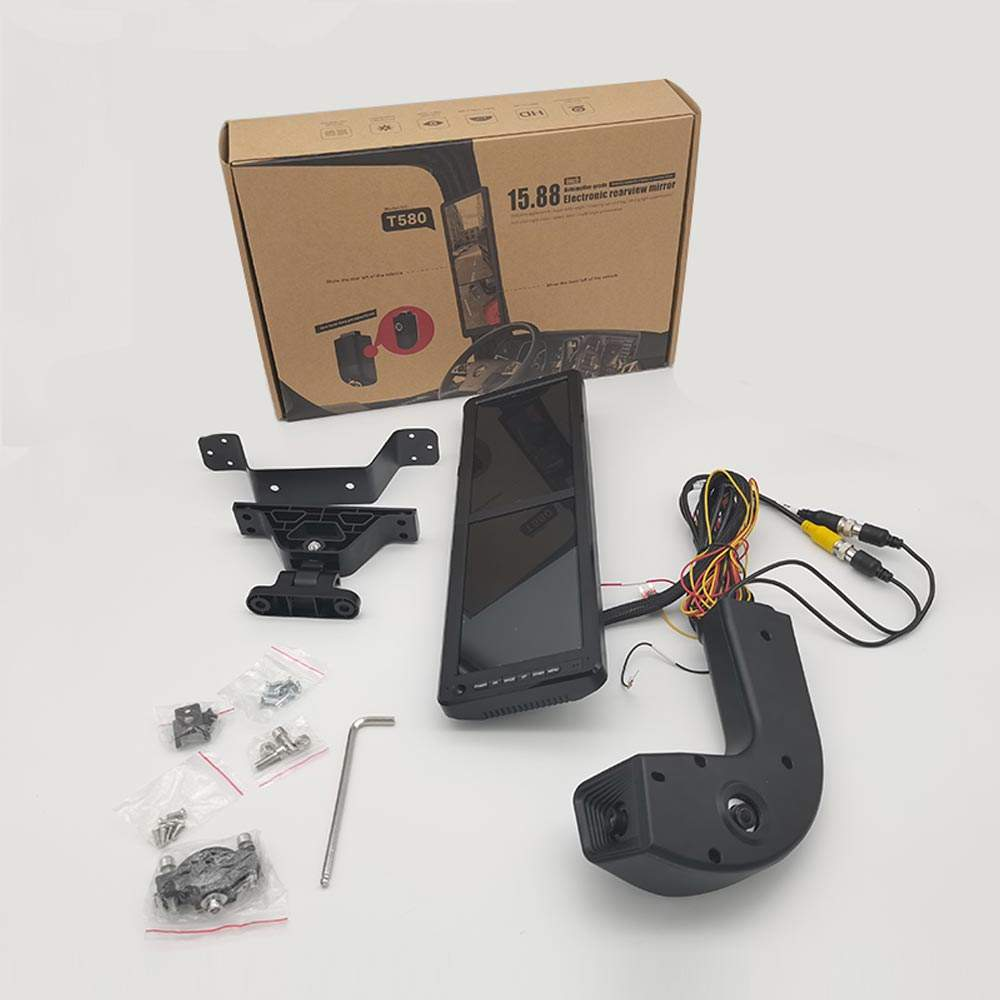OEM Wholesale Vehicle Security System, 15.8 HD Dual Display Electronic Rearview Mirror with 2 Cameras Recording for MAN Bus Truck
