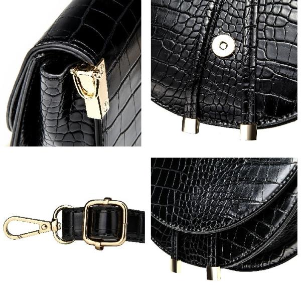 Womens Small Black Pu Leather Saddle Bag Handbags Crossbody