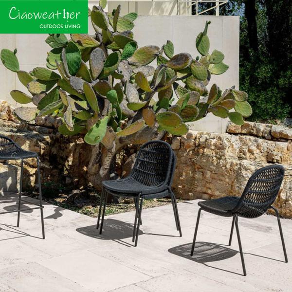 Custom Outdoor Chair Rattan Garden Dining Armchair with Frame Material and Mail Packing