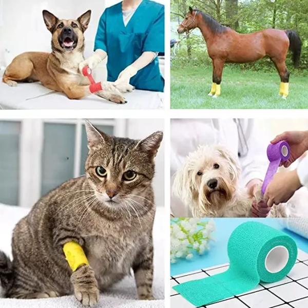 Medical Grade Elastic Vet Wrap Cohesive Bandage Non-Sterile Class I Device Self-Adherent Flexible Wrap for Dog Cat Wound Care & Joint Support