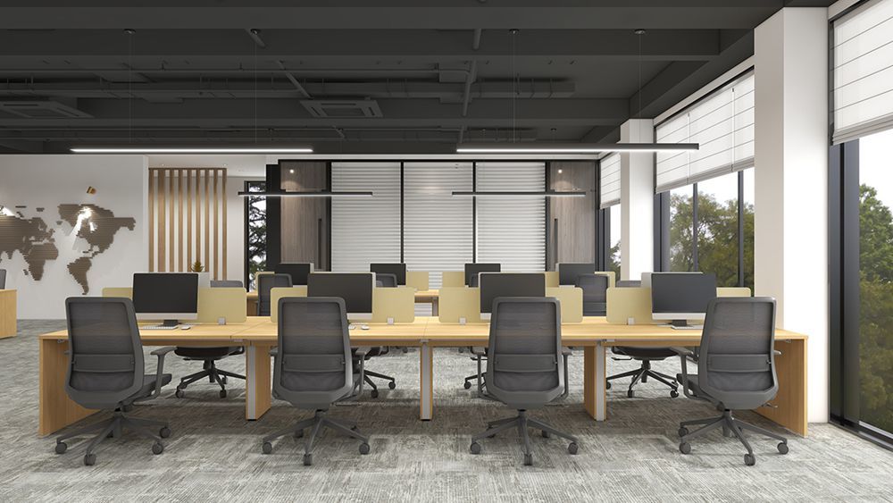 Modular Office Staff Workstation MFC Board Open Plan Office Desk With Divider