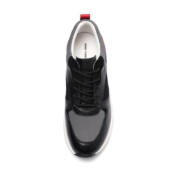 Pigskin Lining Euro 39 Size Anti Skid Leather Sneakers Black Grey