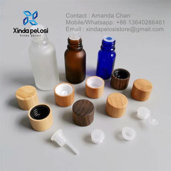 Preço da fábrica Bamboo Cap Glass Cap Botão de óleo essencial Cap Cap de madeira com gotas Plug para venda
