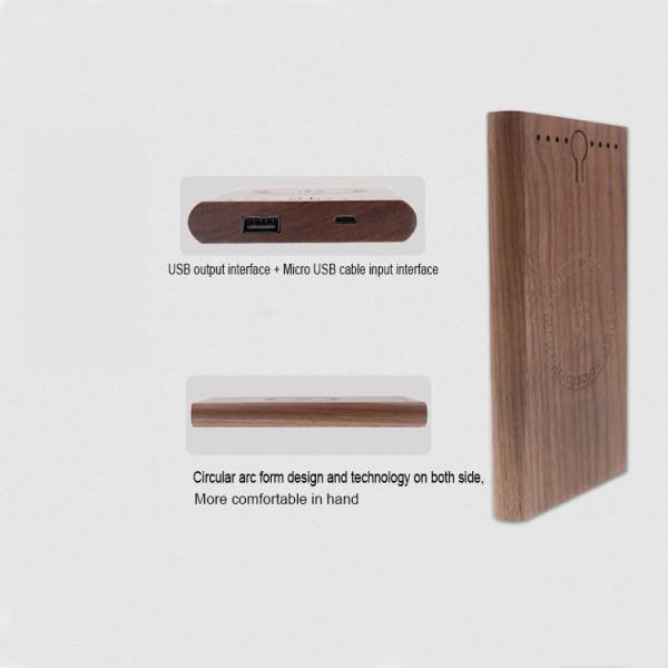 Rectangle Black Wooden Wireless Charger 6000mah Easy To Carry Fast Power Bank