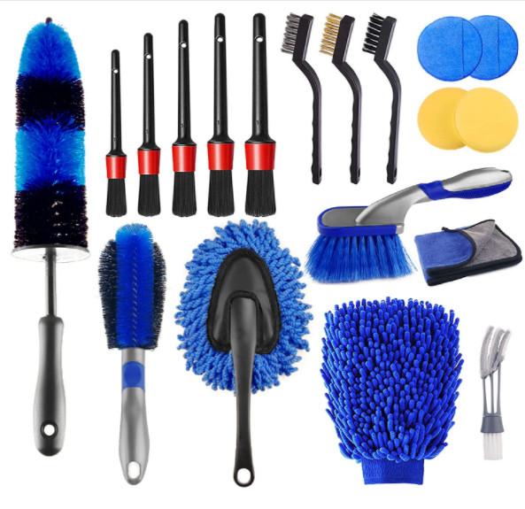 PP 19Pcs Car Detailing Brush Set With 17 Rim Wheel Brush