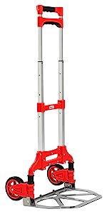 Folding Hand Truck Dolly, 264 Lb Capacity Heavy-Duty Luggage Trolley Cart Telescoping Handle and PP+EVA Wheels