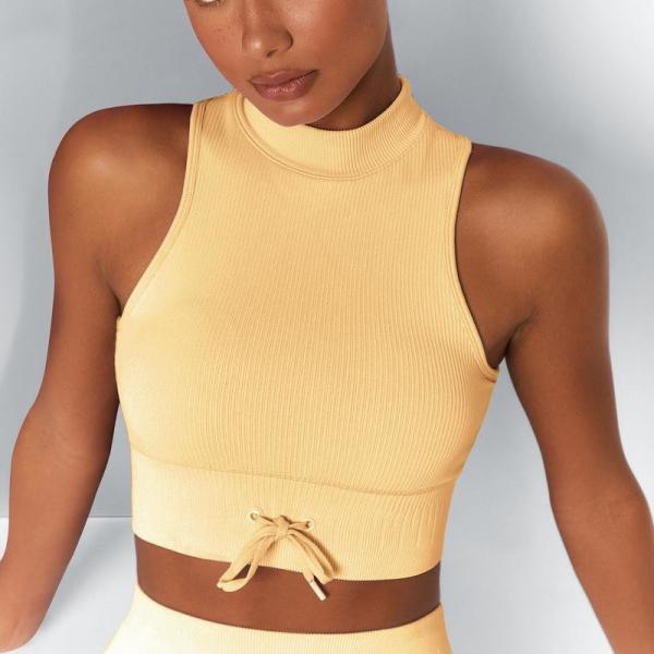 Striped turtleneck sports bra seamless solid color gather yoga lingerie fitness turtleneck vest