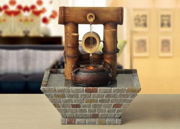 Bamboo Home Interiors Decoration  Tv Cabinet Living Room Tabletop Indoor Water Fountain With LED