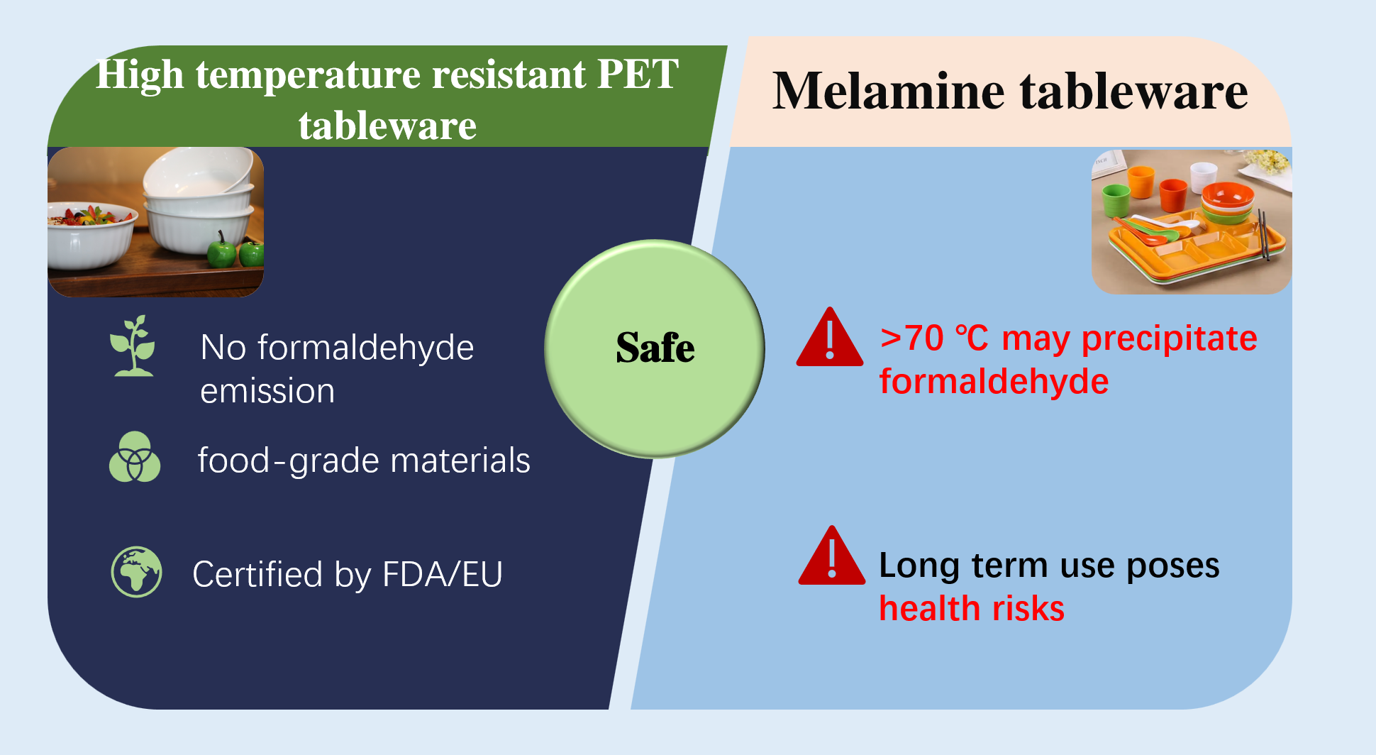 Environmentally Friendly Low Carbon High Temperature PET Buffet Plate Size L