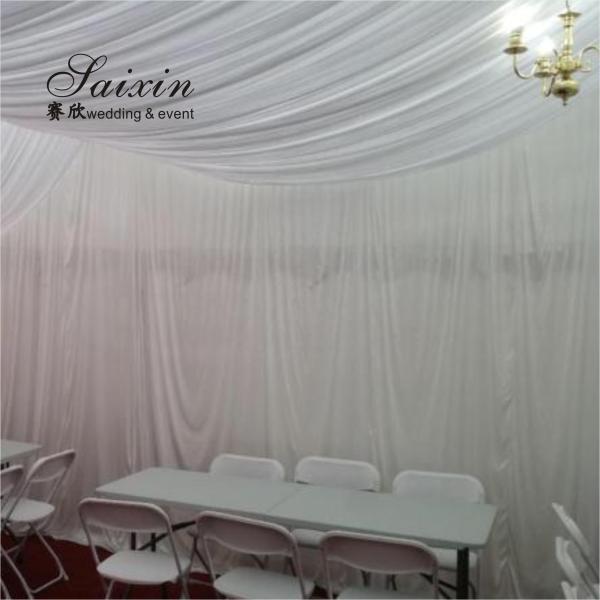 SX-387 Beautiful Wedding Stage Decorative White Drapery Hanging Ceiling Drapes