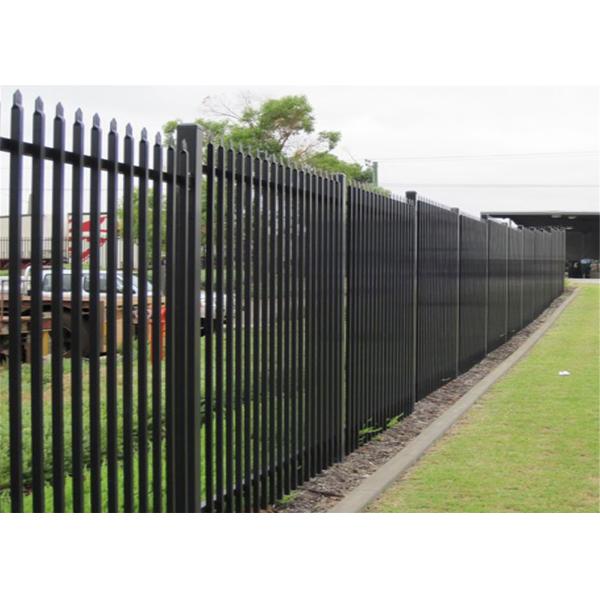 Powder coated horizontal steel garrison fence 2.1mx2.4m rail 40mm wall thick 2.00mm upright 25mm x 1.6mm wall thick