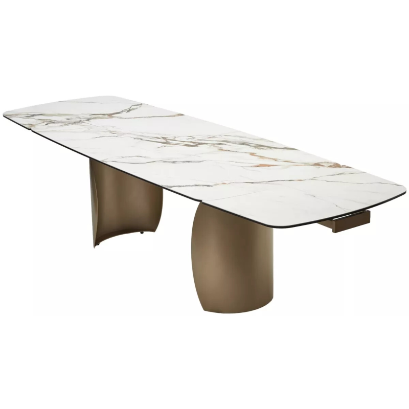 Hot-Selling High Quality Extendable Dining Table Sintered Stone Top Stainless Steel Frame Dining Room Furniture