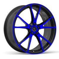 Monobloco de jantes forjadas rodas preto e azul revestimento de laca para Mustang 19 20 21