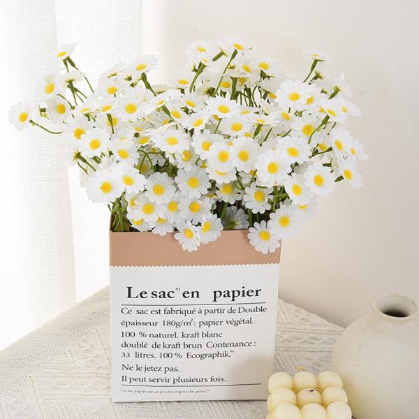 Daisy bouquet with fake flowers, European style living room dining table flower arrangement decoration, dried chamomile bouquet, wild chrysanthemum imitation flowers