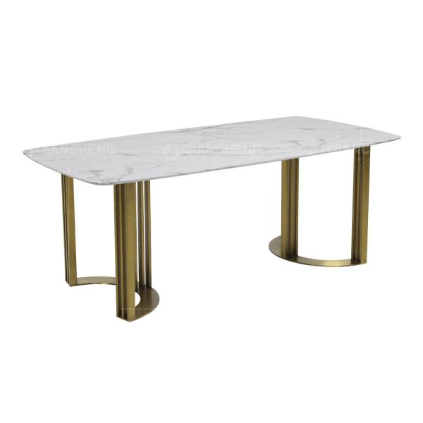 Pé de aço inoxidável do ouro de mármore 200x100x75cm luxuoso italiano da mesa de jantar