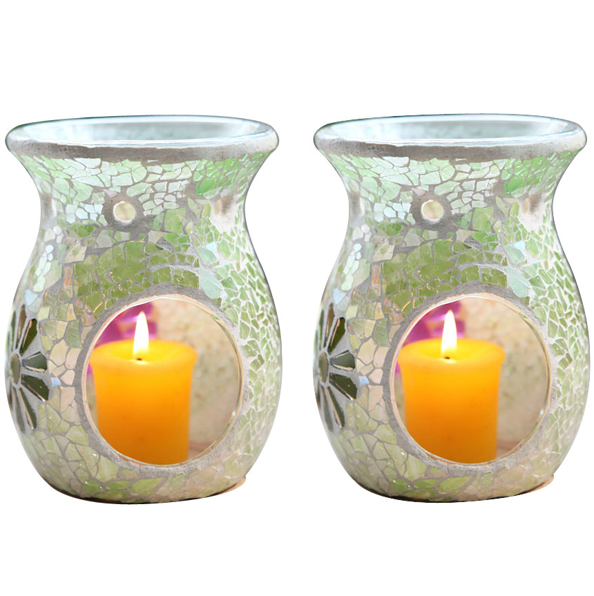 Crackled Mosaic Glass Votive Candle Holders