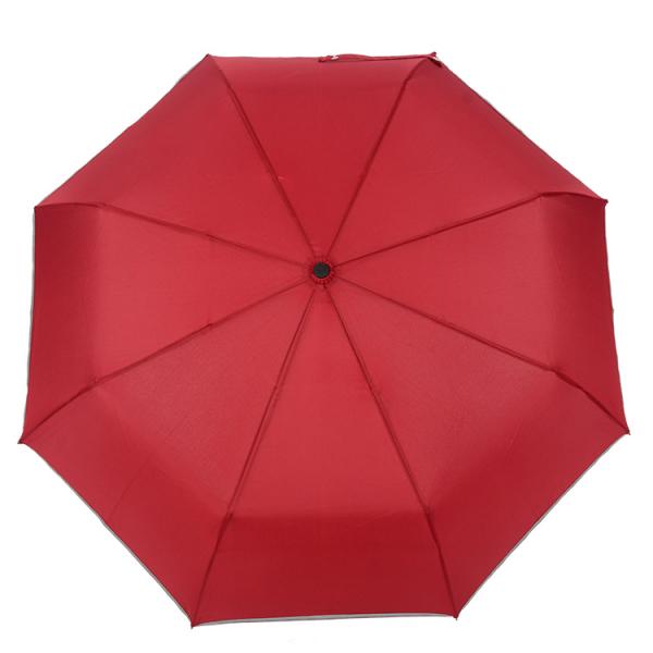 Adults 3 Fold LED Flashlight Handle Umbrella with Reflective Strip and Windproof Cover