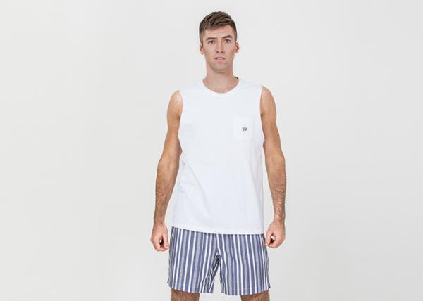 White Homestyle Mens Luxury Sleepwear Xxl Short Pajamas Functional Placket Side Pockets
