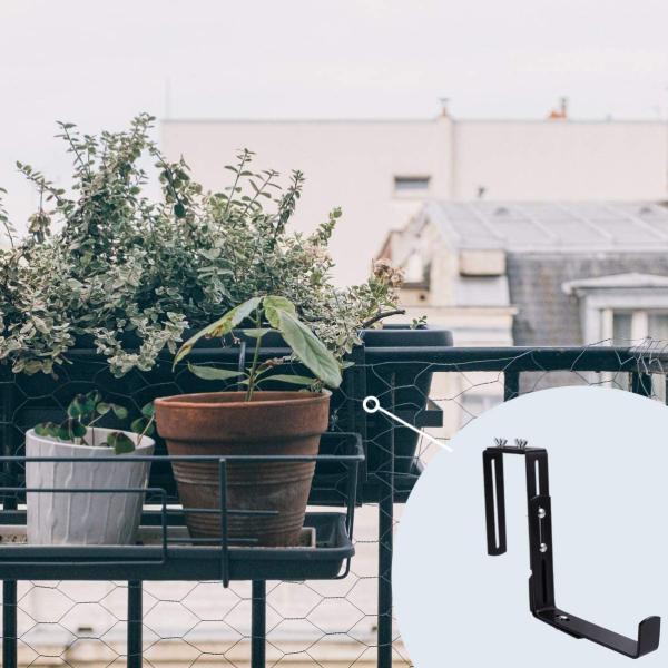 Черный или белый набор из 2 регулируемых металлических горшков растений горшок висячие крюки железнодорожные балконы плантатор держатель скобки