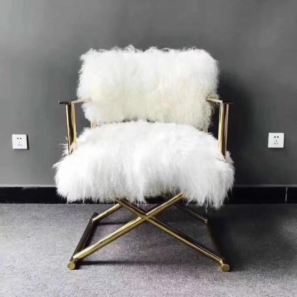 Leisure Gold Stainless Steel Faux Fur Single Sofa Chair for Living Room