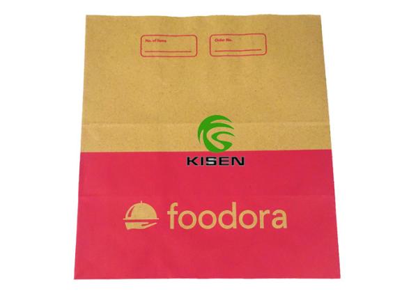 Restaurant Flat Paper Handle Shopping Bags Food Grade For Taking Away Burger