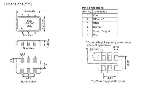 SMD 5032 VCXO With CMOS Output 6 Pads 75.000MHz 3.3V -40~+85℃ ±25ppm For Sever