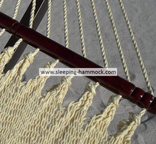Backyard  Luxury All Weather Caribbean Style Rope Hammock With Spreader Bar Cream