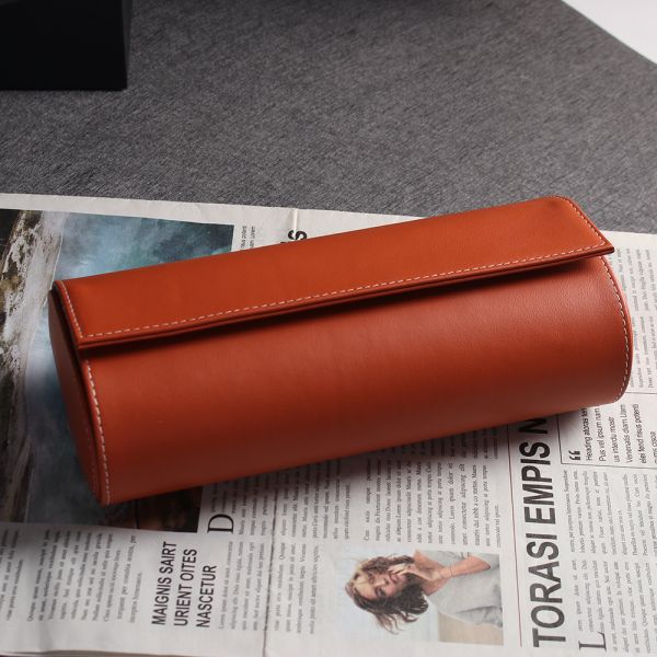 Luxurious Leather Watch Storage Organizer Travel Watch Rolls With Houndstooth Cloth