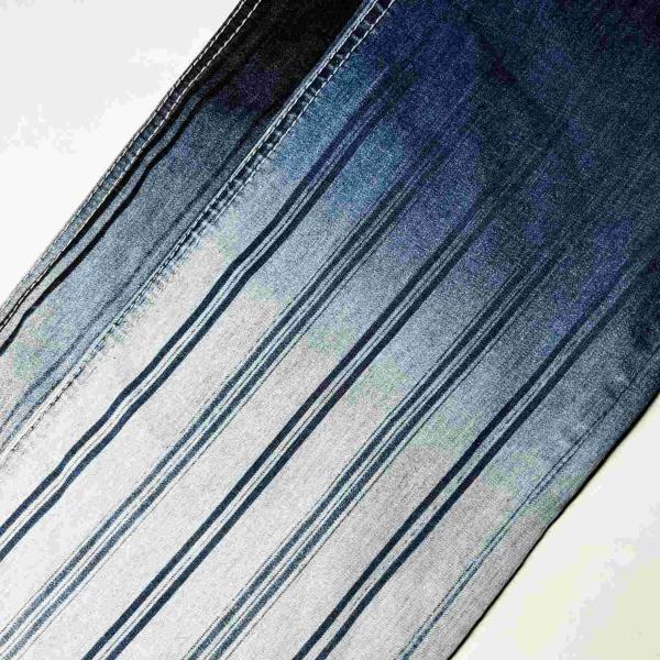 ODM High Elastic Striped Printed Denim Fabric Roll 7 oz For Women Dress