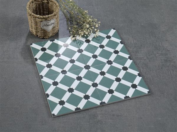 Light Green Ceramic Rustic Tile 20x20cm Non-Slip Indoor Floor
