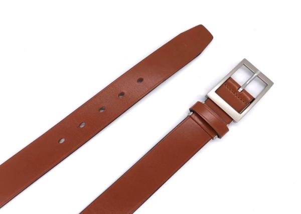 Full - Grain Mens Leather Dress Belt With Zinc Alloy Pin Buckle