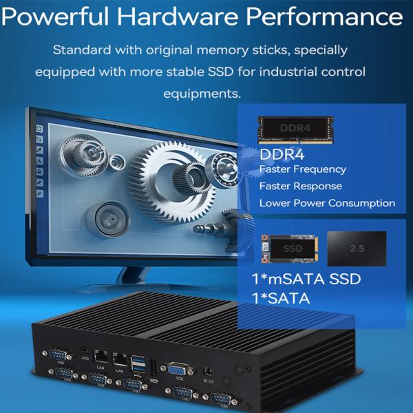 Процессоры Dual LAN 6COM без вентилятора Intel Mini PC Core Series Celeron 3855U с SSD MSATA