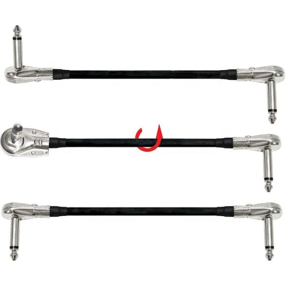 1/4 6.35mm Inch Silver Golden Right Angle Mono TS Audio Jack Instrument Guitar Patch Cable