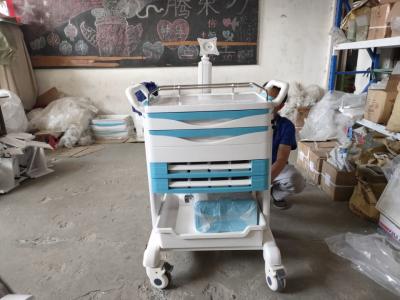 A emergência do hospital do ABS droga carros médicos do armazenamento do carro médico do impulso com o trole do hospital dos rodízios do freio