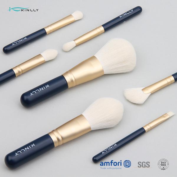 Набор щетки макияжа бумажной коробки военно-морского флота 7PCS голубой мини