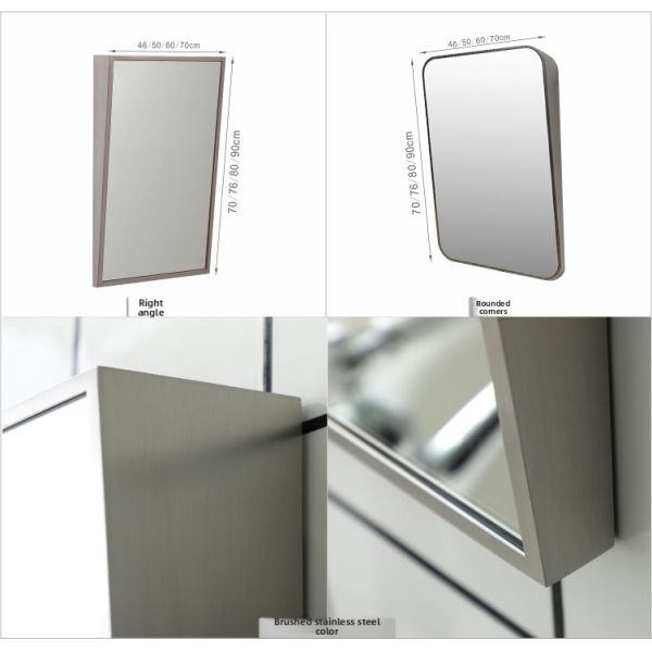 Modern Wall-Mounted Stainless Steel Tilt Mirror IP44 Rated Rectangular for Elderly Care Homes Public Restrooms Disabled Access