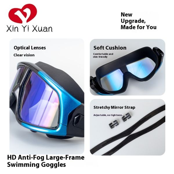 Adult diving mask, large frame for European and American nearsighted people, floating diving mask manufacturer's customized anti-fog silicone, diving swimming goggles