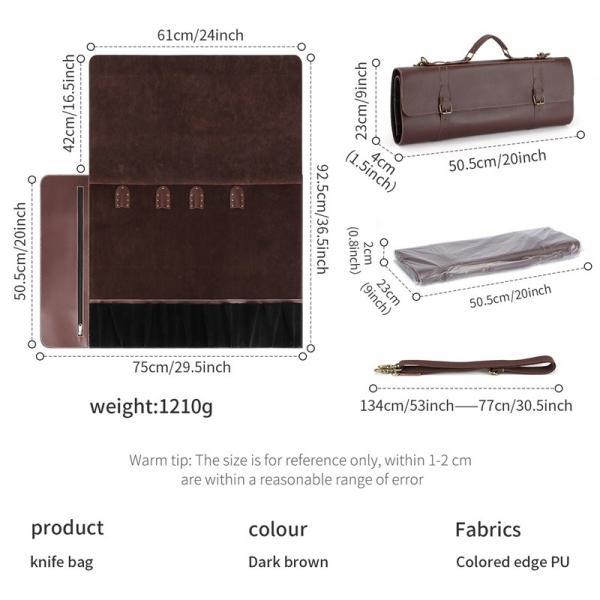 Luxury Folding Knife Storage Bag Leather For Chefs Tactical 20x1.5x9