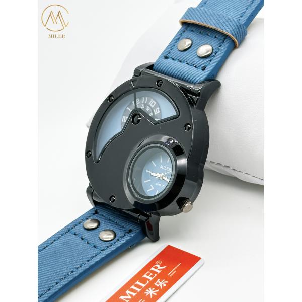 OEM Двойной Движение мужские спортивные часы с джинсовой лентой крючком застежка