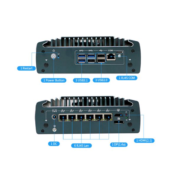 Firewall Mini PC with Intel Core i5-1235U 6 RJ45 2.5G LAN NVME Support Industrial Panel PC