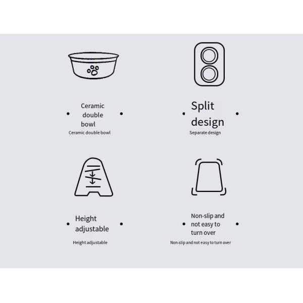 Bamboo Ceramic Bowl Cat Food Rack With Adjustable Height Double Pet Bowl Pet Supplies