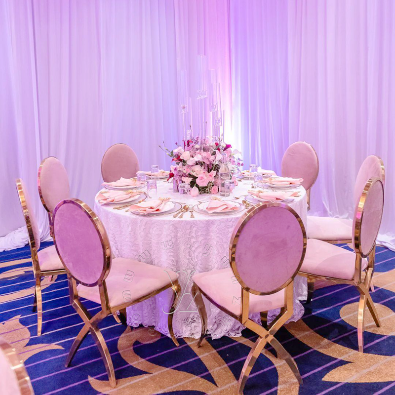 Modern Pink Velvet Dining Chair with Carved Rose Back Stainless Steel Metal Furniture for Outdoor Apartment Villa Hotels Events